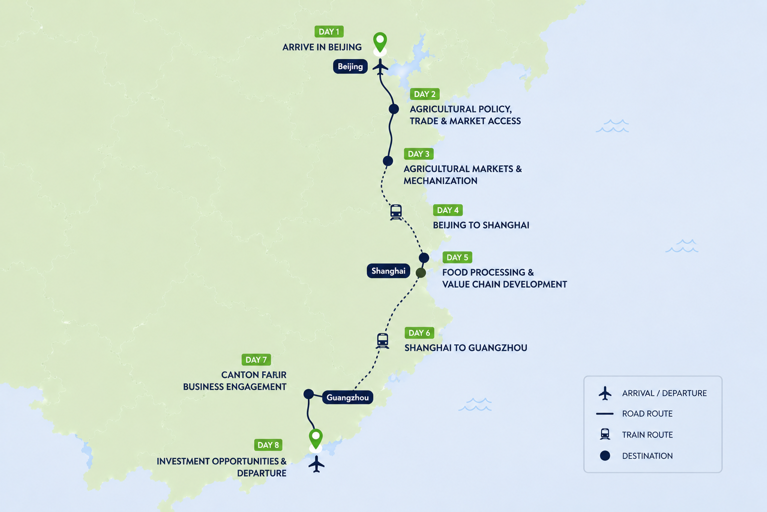 Tour route map - China Ag Tour
