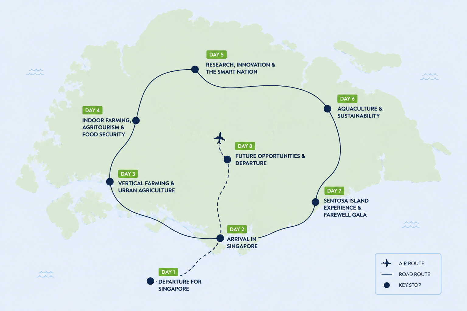 Tour route map - Singapore Agritech Tour